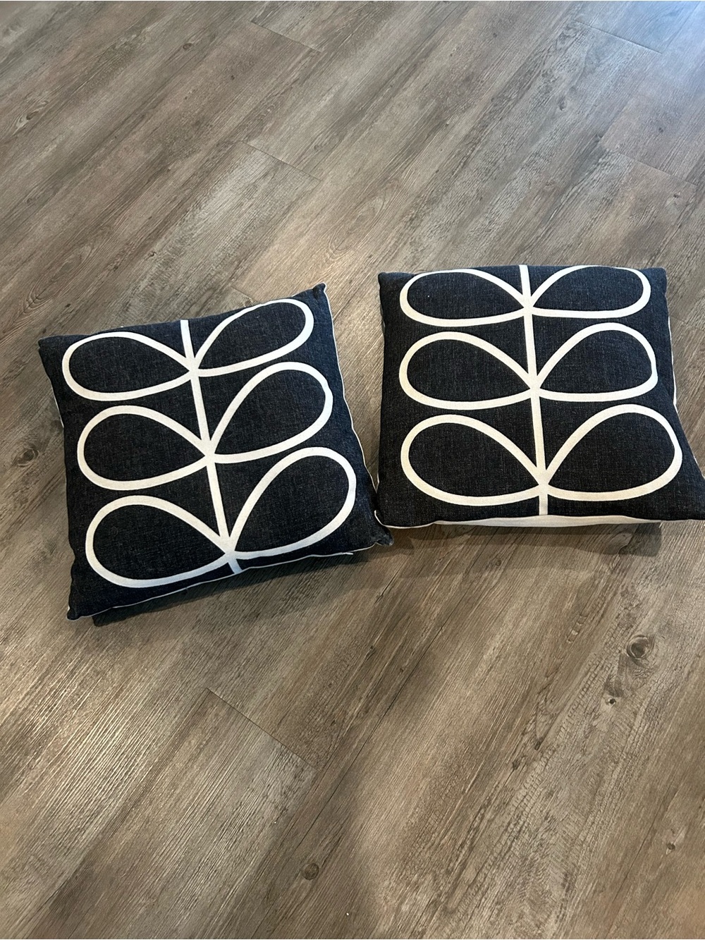 Set of 2 Covers! Black and White Leaf Pattern Decorative Throw Pillow